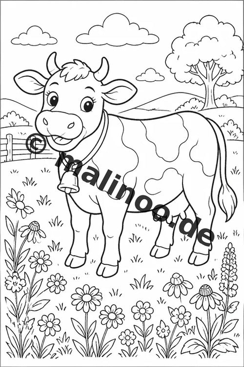Bauernhof Malbuch 100 Ausmalbilder gedruckt und gebunden – Vorschaubild 1