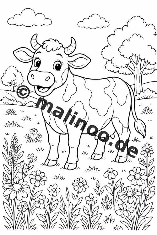 Bauernhof Malbuch 20 Ausmalbilder gedruckt und gebunden – Vorschaubild 1