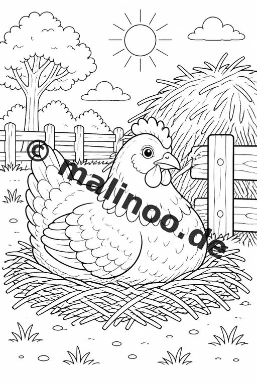 Bauernhof Malbuch 20 Ausmalbilder gedruckt und gebunden – Vorschaubild 5