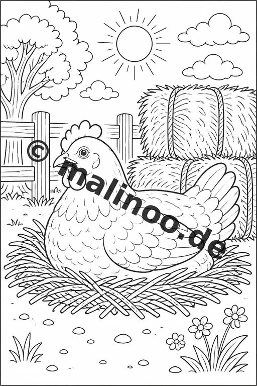 Bauernhof Malbuch 20 Ausmalbilder gedruckt, ungebunden – Vorschaubild 5
