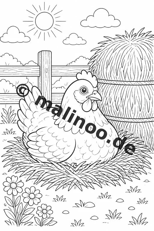 Bauernhof Malbuch 20 Ausmalbilder gedruckt, ungebunden – Vorschaubild 5