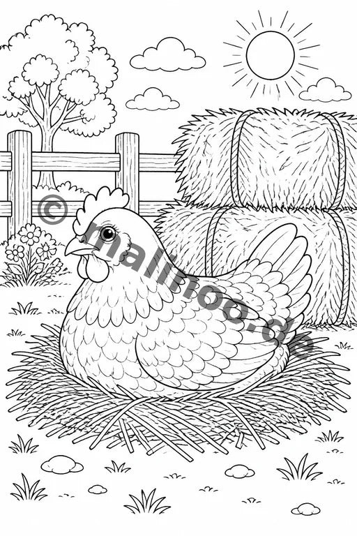 Bauernhoftiere Malbuch 100 Ausmalbilder PDF Download – Vorschaubild 5
