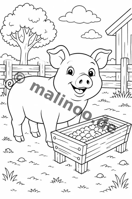 Bauernhoftiere Malbuch 100 Ausmalbilder gedruckt+lose – Vorschaubild 3
