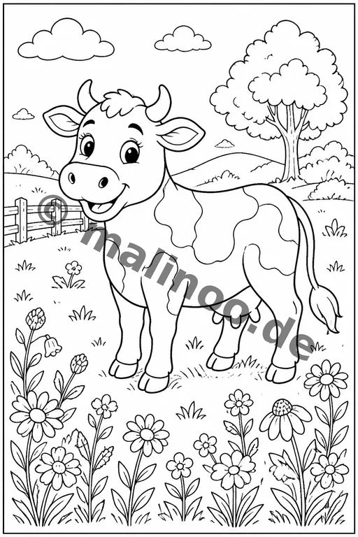 Bauernhoftiere Malbuch 20 Ausmalbilder PDF Download – Vorschaubild 1