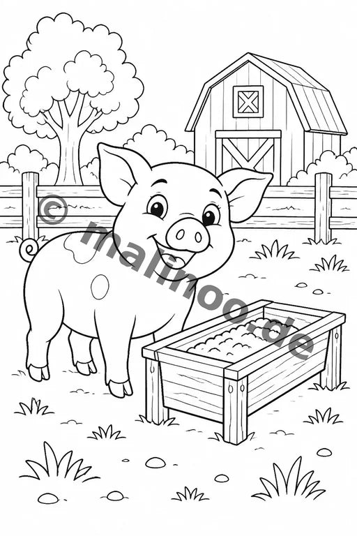 Bauernhoftiere Malbuch 20 Ausmalbilder PDF Download – Vorschaubild 3