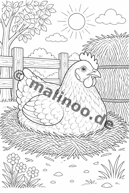 Bauernhoftiere Malbuch 20 Ausmalbilder PDF Download – Vorschaubild 5