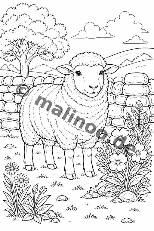 Bauernhoftiere Malbuch 20 Ausmalbilder gedruckt+gebunden – Vorschaubild 2