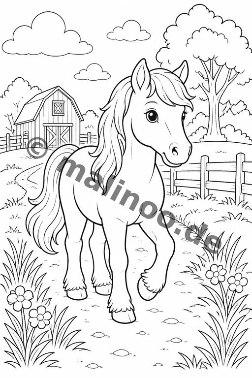 Bauernhoftiere Malbuch 20 Ausmalbilder gedruckt+gebunden – Vorschaubild 8