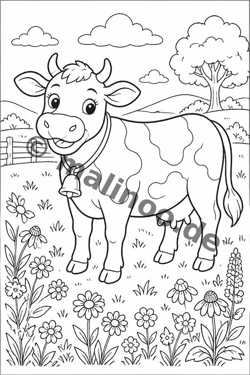Bauernhoftiere Malbuch 20 Ausmalbilder gedruckt+lose – Vorschaubild 1