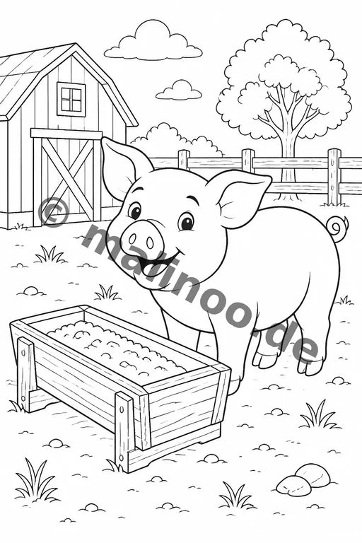 Bauernhoftiere Malbuch 50 Ausmalbilder PDF Download – Vorschaubild 3