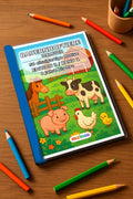 Bauernhoftiere Malbuch 50 Ausmalbilder gedruckt+gebunden – Mockup-Ansicht