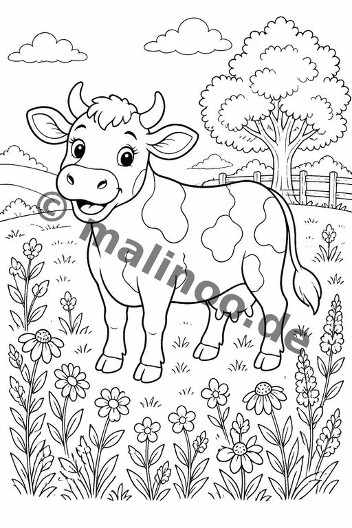 Bauernhoftiere Malbuch 50 Ausmalbilder gedruckt+lose – Vorschaubild 1