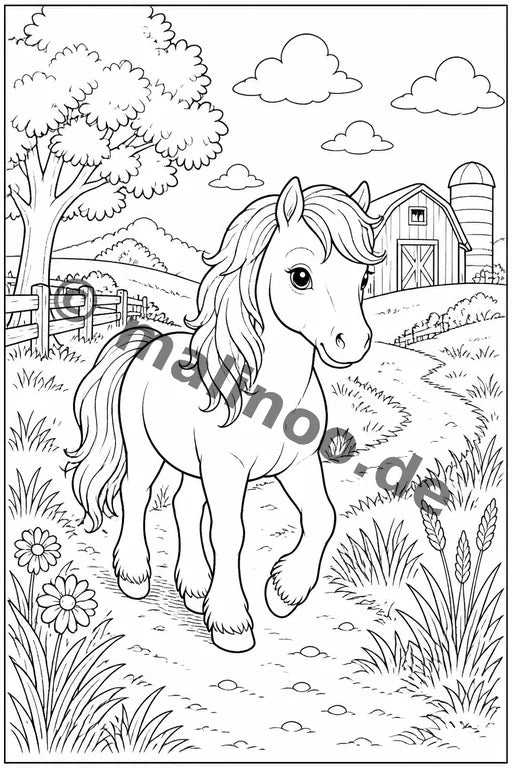 Bauernhoftiere Malbuch 50 Ausmalbilder gedruckt+lose – Vorschaubild 8