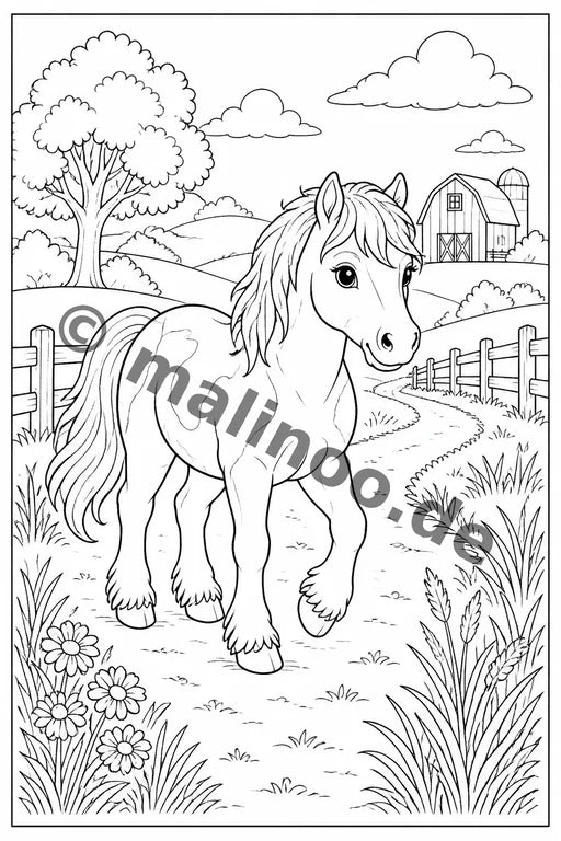 Bauernhoftiere Malbuch 50 Ausmalbilder gedruckt+lose – Vorschaubild 8