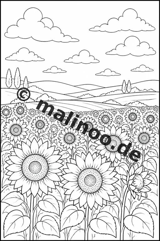 Blumen Malbuch 100 Ausmalbilder PDF Download digital – Vorschaubild 1