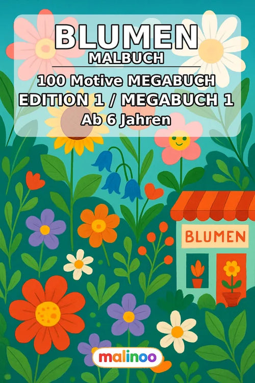 Blumen Malbuch 100 Ausmalbilder gedruckt und gebunden – Cover