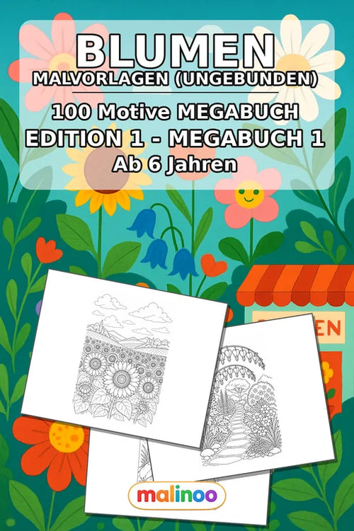 Blumen Malbuch 100 Ausmalbilder gedruckt, ungebunden – Cover
