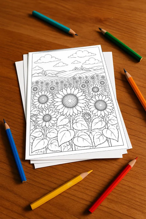 Blumen Malbuch 100 Ausmalbilder gedruckt, ungebunden – Mockup-Ansicht