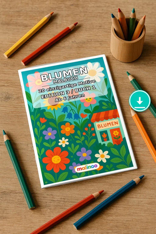 Blumen Malbuch 20 Ausmalbilder PDF Download digital – Mockup-Ansicht