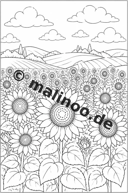 Blumen Malbuch 20 Ausmalbilder PDF Download digital – Vorschaubild 1