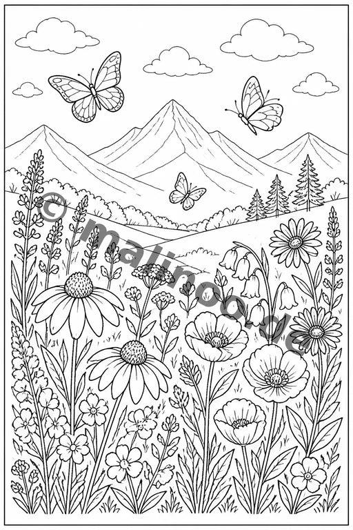 Blumen Malbuch 20 Ausmalbilder PDF Download – Vorschaubild 2