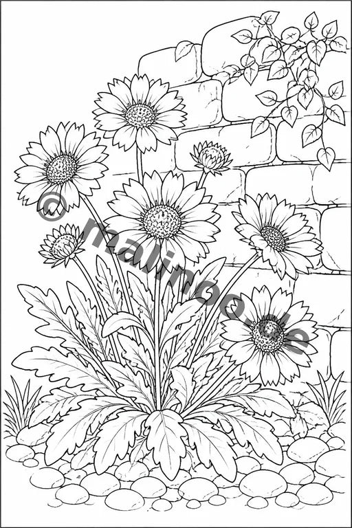 Blumen Malbuch 20 Ausmalbilder gedruckt+gebunden – Vorschaubild 12