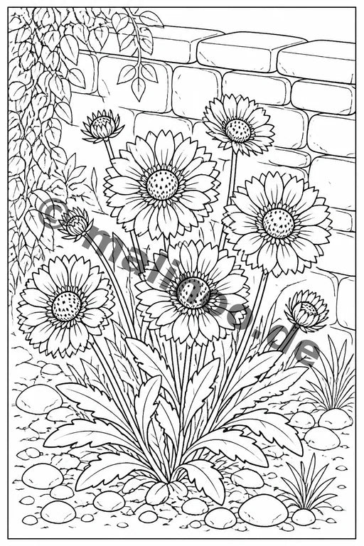 Blumen Malbuch 20 Ausmalbilder gedruckt+gebunden – Vorschaubild 12