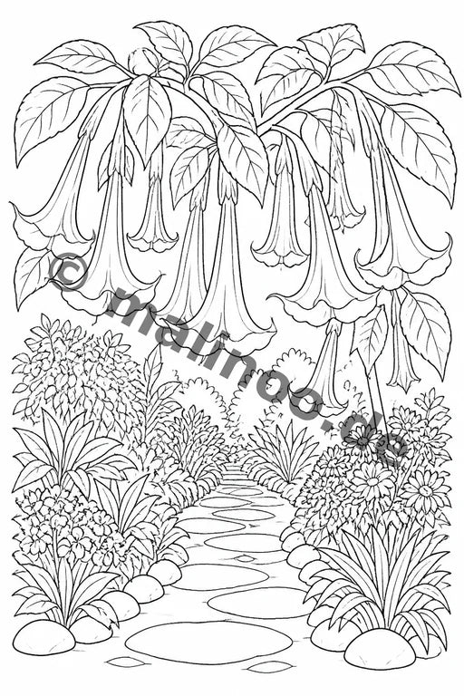 Blumen Malbuch 20 Ausmalbilder gedruckt+gebunden – Vorschaubild 14