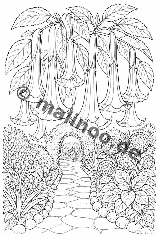 Blumen Malbuch 20 Ausmalbilder gedruckt+gebunden – Vorschaubild 14