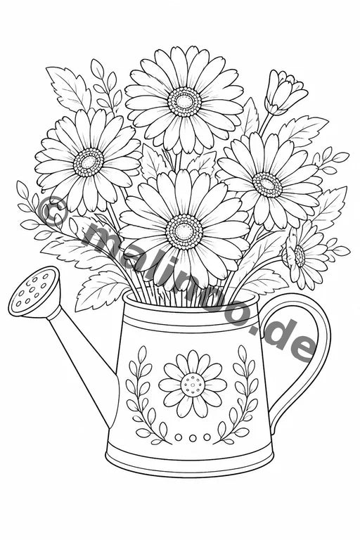 Blumen Malbuch 20 Ausmalbilder gedruckt+gebunden – Vorschaubild 15