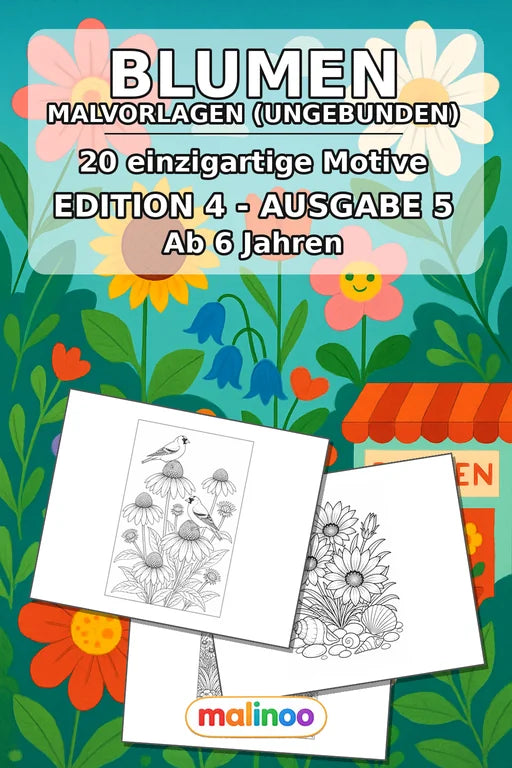 Blumen Malbuch 20 Ausmalbilder gedruckt+lose – Cover