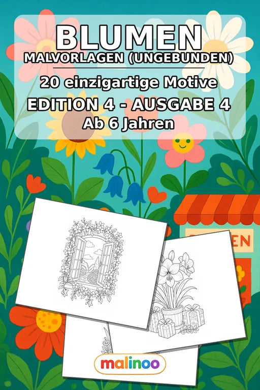 Blumen Malbuch 20 Ausmalbilder gedruckt+lose – Cover