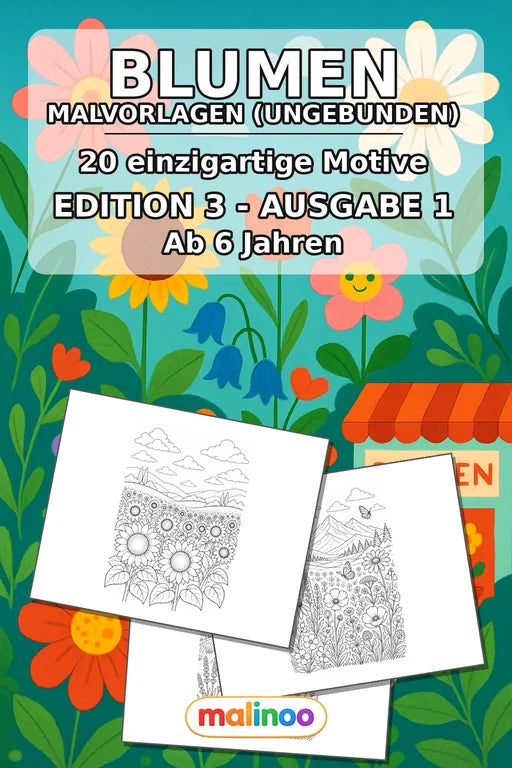 Blumen Malbuch 20 Ausmalbilder gedruckt+lose – Cover