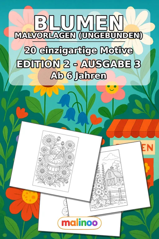 Blumen Malbuch 20 Ausmalbilder gedruckt+lose – Cover