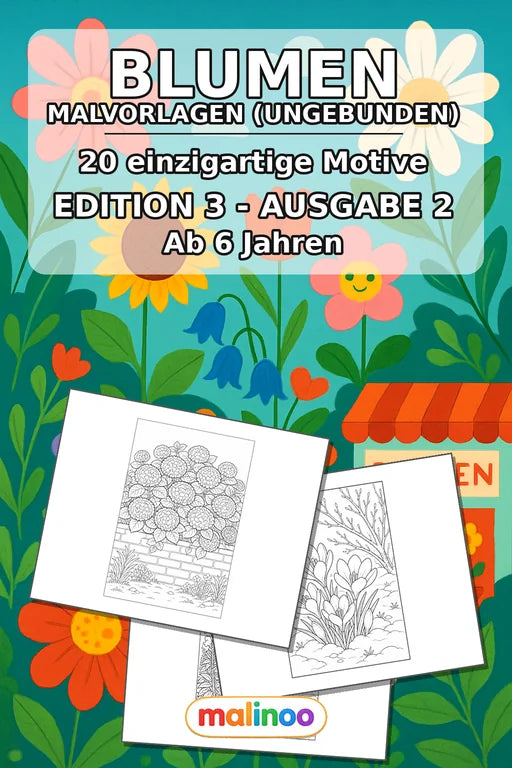 Blumen Malbuch 20 Ausmalbilder gedruckt+lose – Cover
