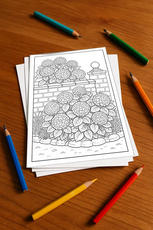 Blumen Malbuch 20 Ausmalbilder gedruckt, ungebunden – Mockup-Ansicht