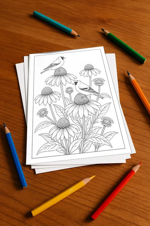 Blumen Malbuch 20 Ausmalbilder gedruckt, ungebunden – Mockup-Ansicht