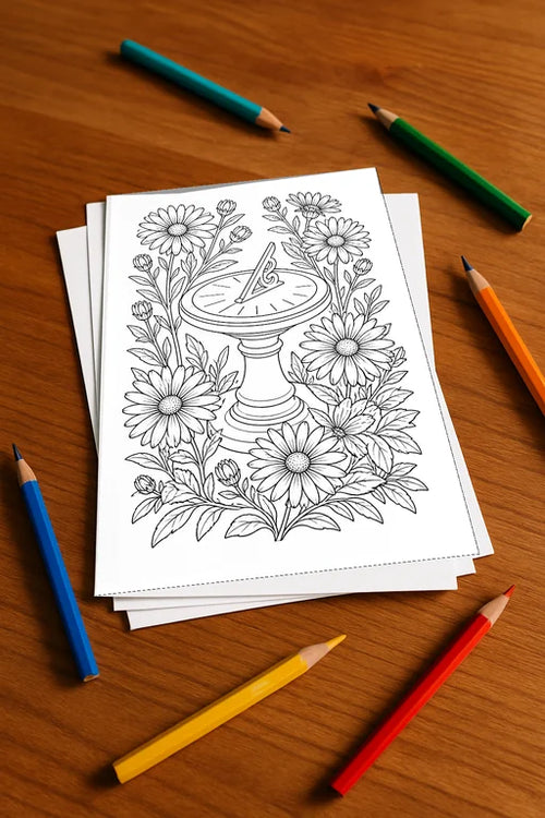 Blumen Malbuch 20 Ausmalbilder gedruckt, ungebunden – Mockup-Ansicht
