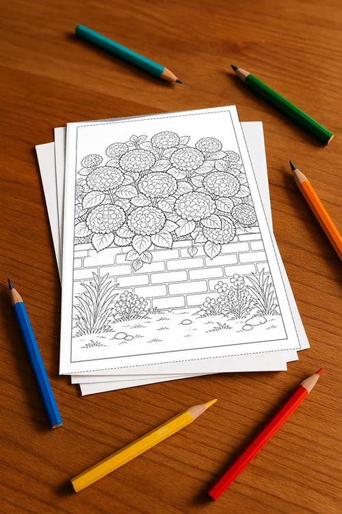 Blumen Malbuch 20 Ausmalbilder gedruckt, ungebunden – Mockup-Ansicht