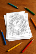 Blumen Malbuch 20 Ausmalbilder gedruckt, ungebunden – Mockup-Ansicht