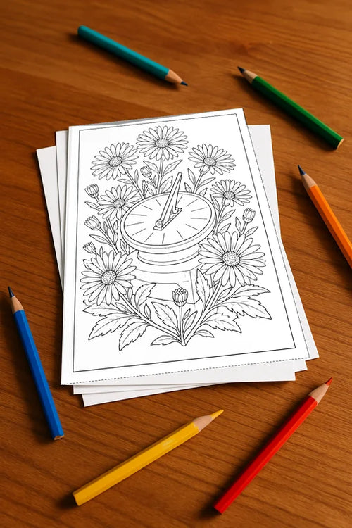 Blumen Malbuch 20 Ausmalbilder gedruckt, ungebunden – Mockup-Ansicht