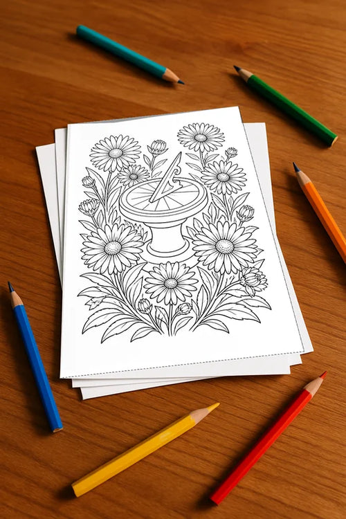 Blumen Malbuch 20 Ausmalbilder gedruckt, ungebunden – Mockup-Ansicht