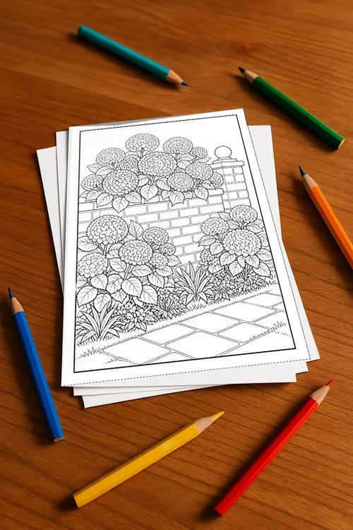 Blumen Malbuch 20 Ausmalbilder gedruckt, ungebunden – Mockup-Ansicht