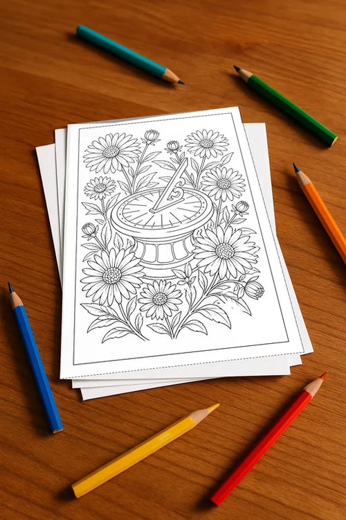 Blumen Malbuch 20 Ausmalbilder gedruckt, ungebunden – Mockup-Ansicht