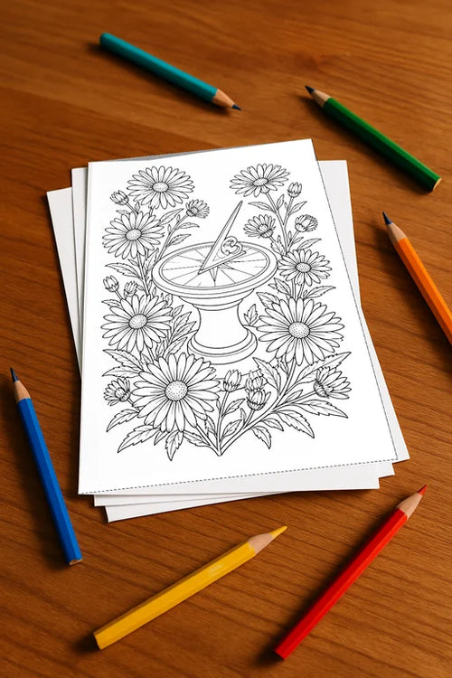 Blumen Malbuch 20 Ausmalbilder gedruckt, ungebunden – Mockup-Ansicht