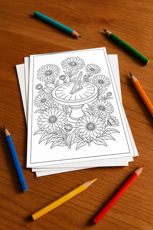 Blumen Malbuch 20 Ausmalbilder gedruckt, ungebunden – Mockup-Ansicht