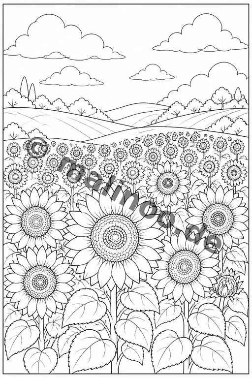 Blumen Malbuch 20 Ausmalbilder gedruckt+lose – Vorschaubild 1