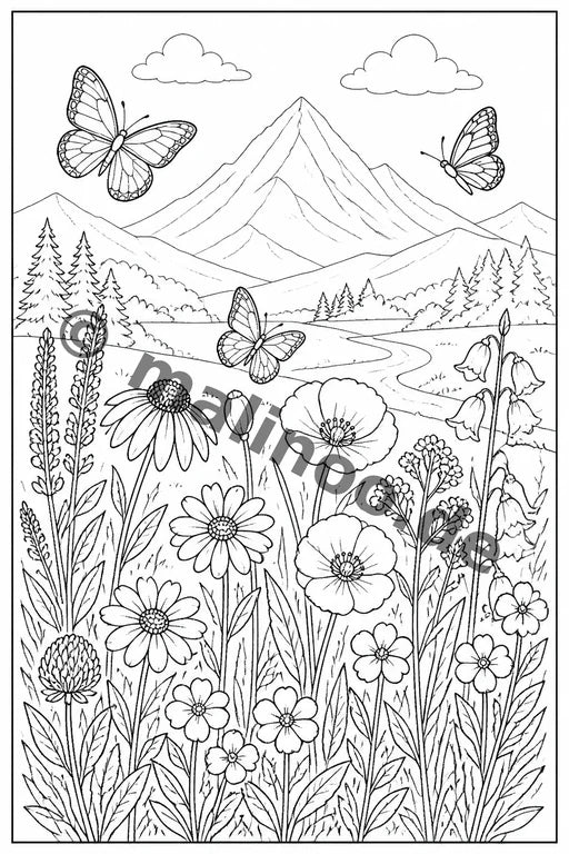 Blumen Malbuch 20 Ausmalbilder gedruckt+lose – Vorschaubild 2