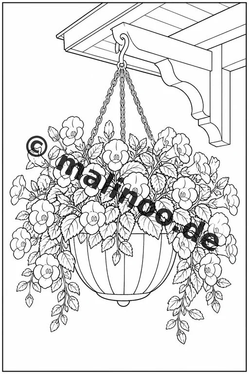Blumen Malbuch 20 Ausmalbilder gedruckt, ungebunden – Vorschaubild 9