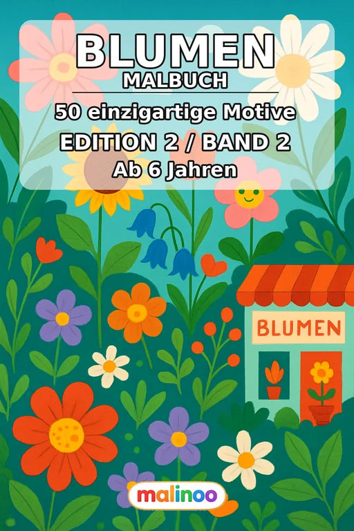 Blumen Malbuch 50 Ausmalbilder gedruckt+gebunden – Cover